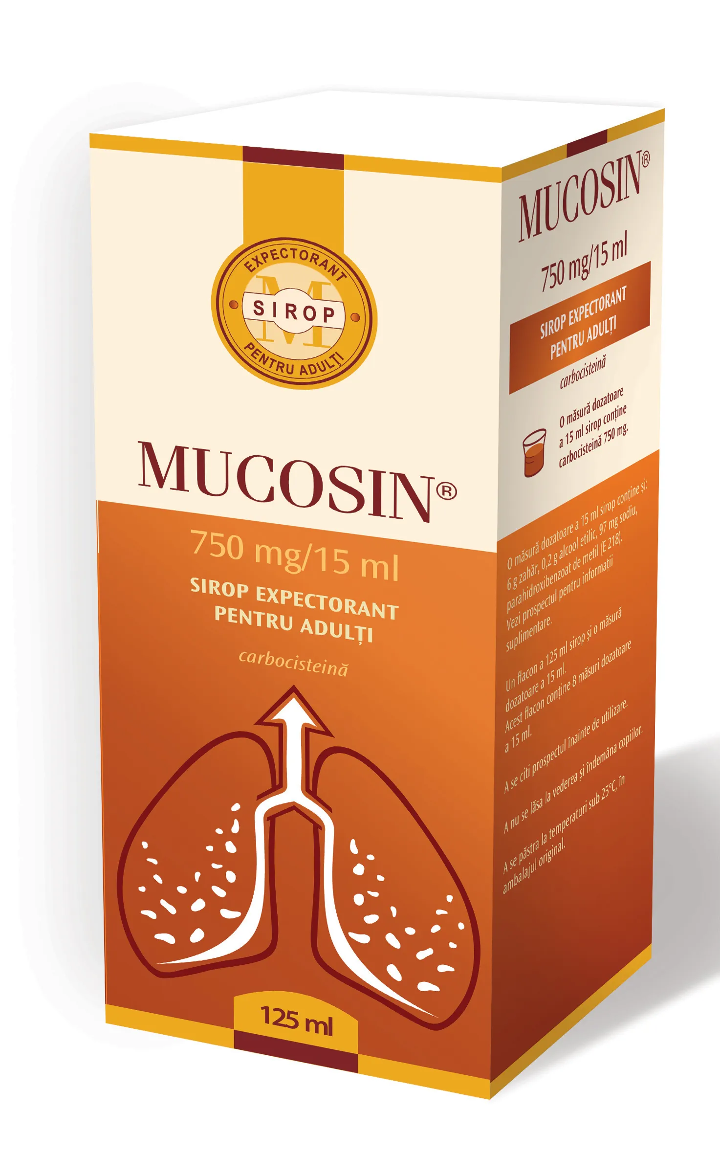 Mucosin 750 mg/15 ml expectorant pentru adulti, 125 ml, Zentiva