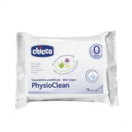 Chicco Servetele Physioclean pentru nas iritat, 0luni+,16 servetele umede