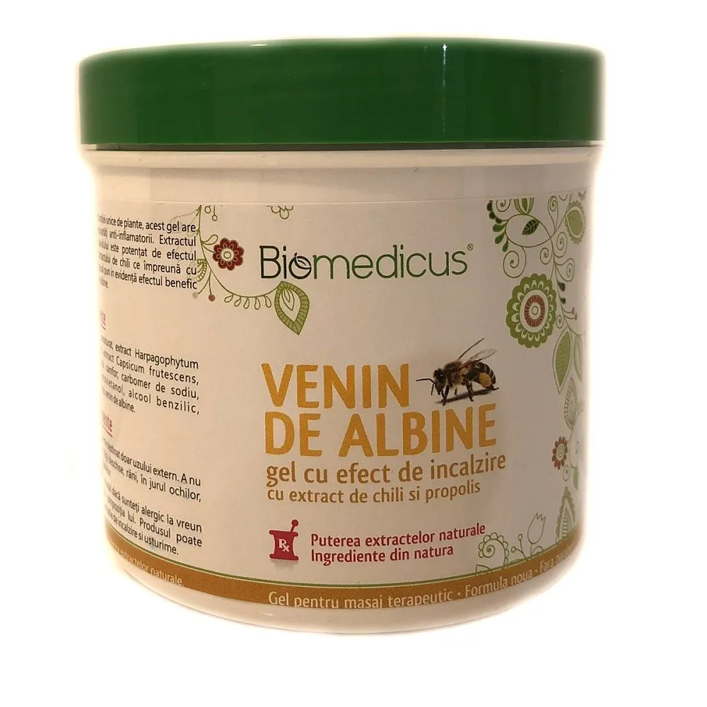 Biomedicus Gel cu venin albine, extract de chili si propolis, 250 ml