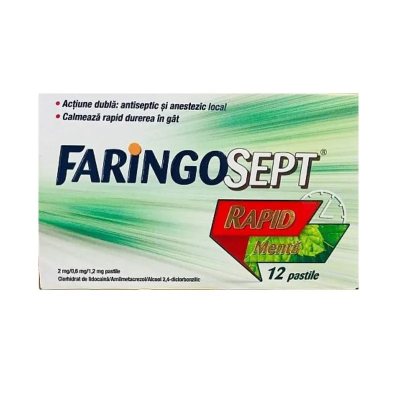 FARINGOSEPT RAPID MENTA 2 mg/0,6 mg/1,2 mg x 12