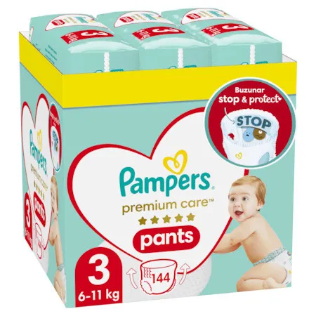 PAMPERS PREMIUM CARE PANTS 6-11KG 144 BUCATI MARIMEA 3