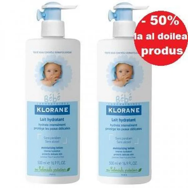 Klorane Bebe Pachet 1+50%Lapte Masaj  2*500ml