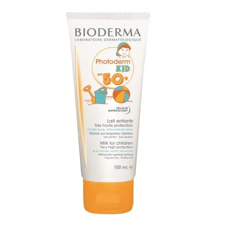 Lapte colorat protectie solara Photoderm Kid, SPF 50+, 100 ml, Bioderma