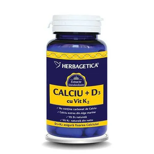 Calciu + D3 + K2 x 60 capsule (Herbagetica)