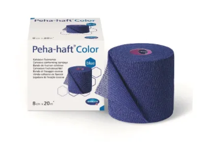 Peha-haft bandaj autoadeziv Color albastru 8cm x 20m (Hartmann)