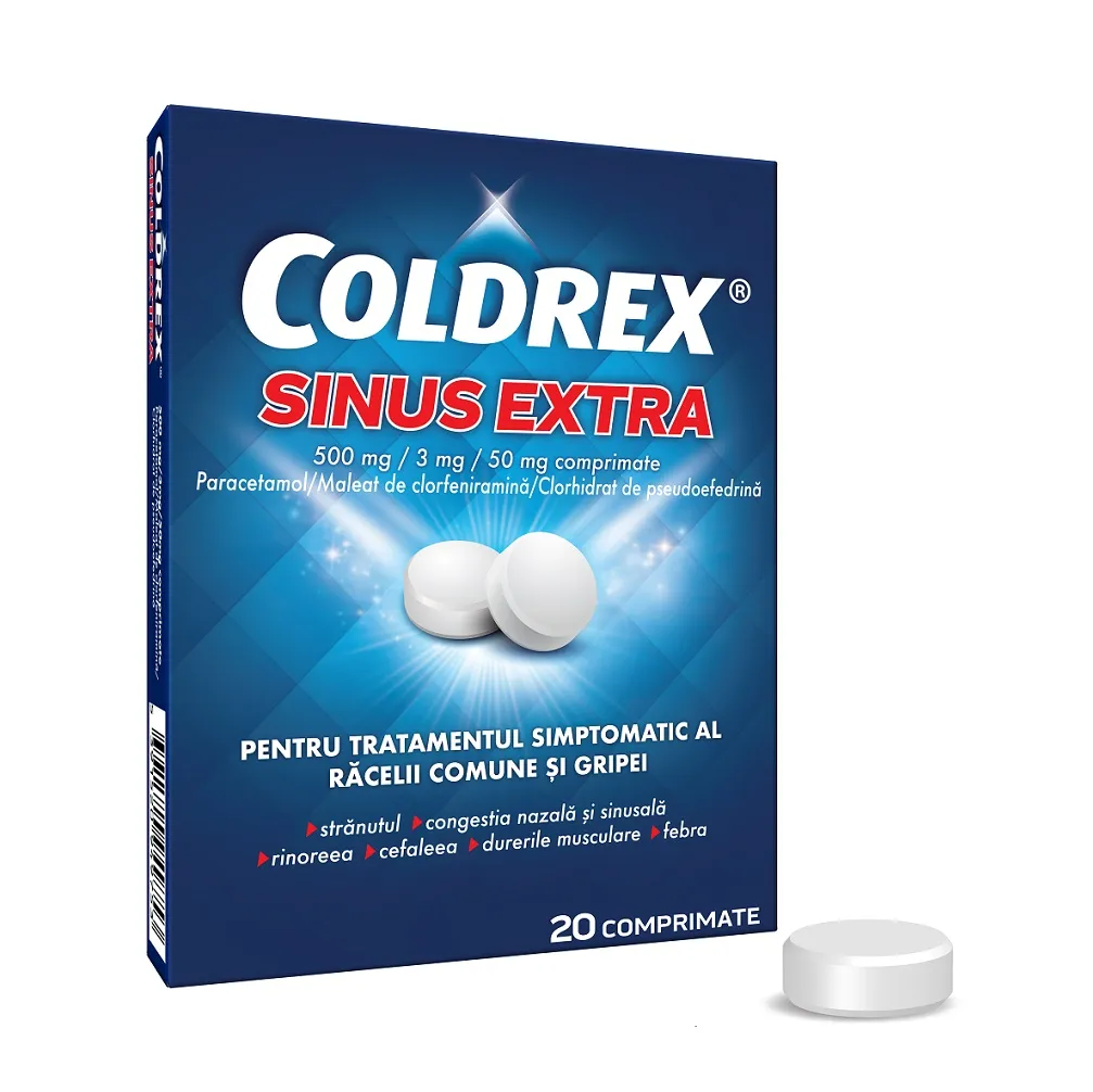 Coldrex Sinus Extra 500mg/3mg/50mg x 20 comprimate