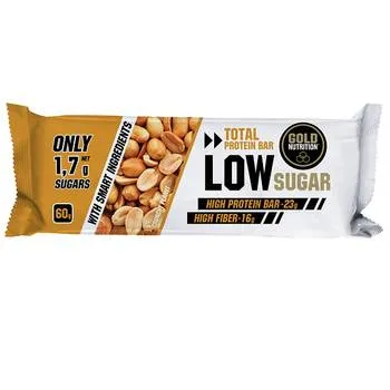 Baton proteic cu alune Low Sugar, 60g, Gold Nutrition