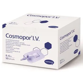 Plasture steril pentru fixarea branulelor Cosmopor I.V, 8 x 6cm, 50 bucati, Hartmann