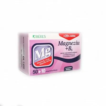 BERES Magneziu + B6 x 50 comprimate + 10 comprimate promo