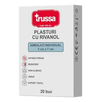 Trussa Plasturi cu rivanol 2x7cm, 20 bucati