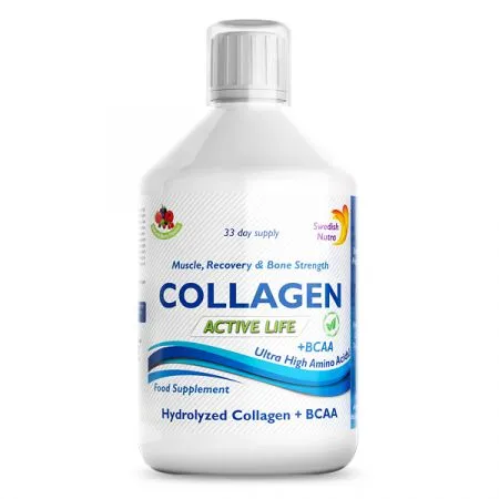 Colagen Lichid Hidrolizat Tip 1, 2 si 3 Active Life, 5000mg, 500 ml, Swedish Nutra