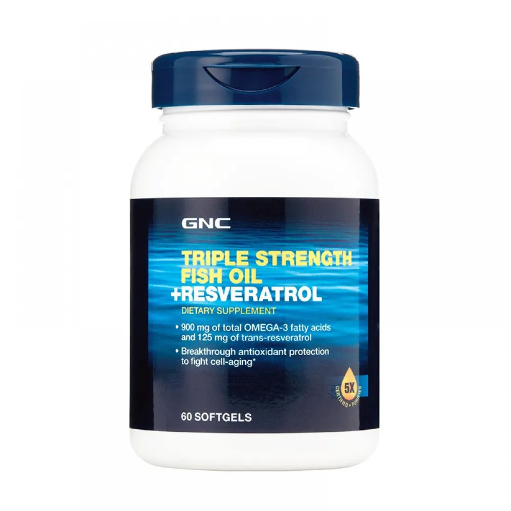 Triple Strength Ulei de peste plus Resveratrol (60 capsule), GNC