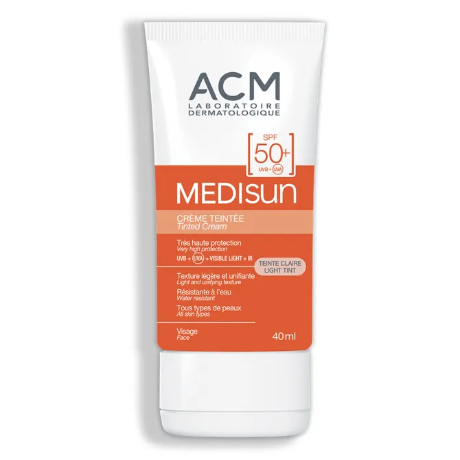 Crema colorata pentru protectie solara cu SPF 50+ Light Tint Medisun, 40 ml, Acm