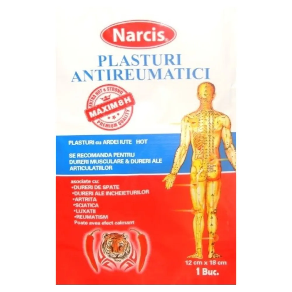 Narcis Plasturi Antireumatici 12cm x 18cm Hot&Strong x 1buc