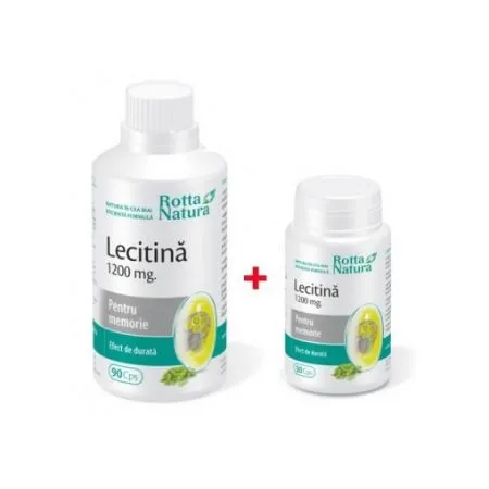 Pachet Lecitina 1200 mg, 90 capsule + 30 capsule, Rotta Natura