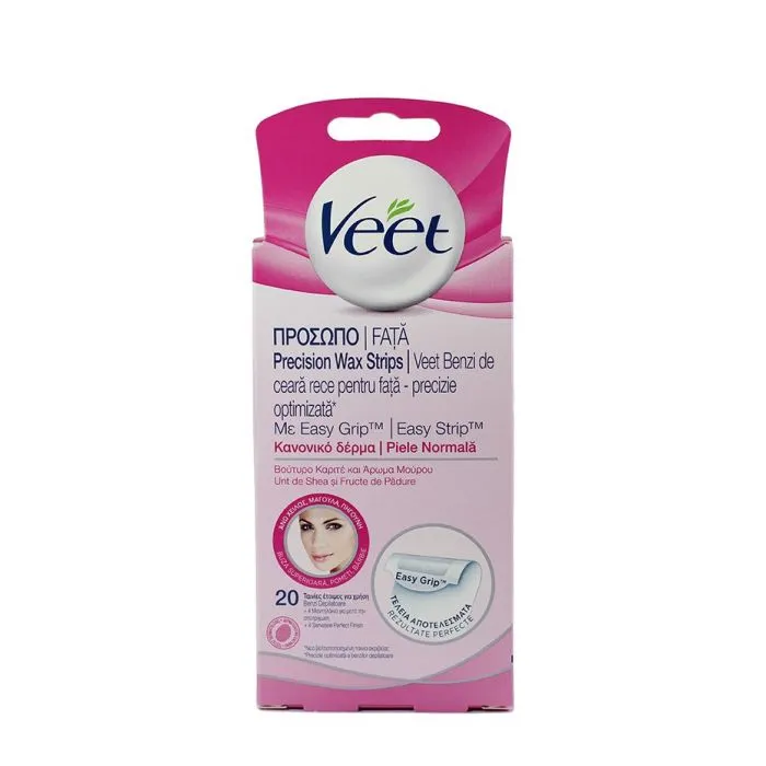 Benzi depilatoare cu ceara rece pentru fata, 20 benzi, Veet