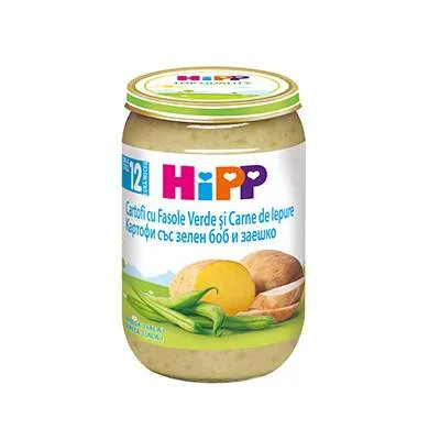 Hipp Piure din cartofi cu fasole verde si iepure 12+ luni 190 g