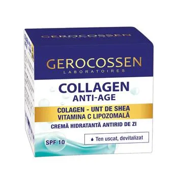 Crema hidratanta antirid de zi cu colagen + unt de shea si vitamina C SPF10, 50ml, Gerocossen