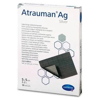 Pansament cu unguent neutru si argint, 5 x 5cm, 10 bucati, Atrauman