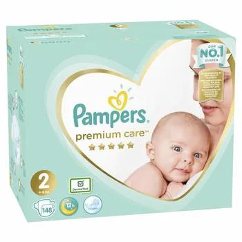 Scutece Premium Care Mega Box, Marimea2, 4-8kg, 148 bucati, Pampers