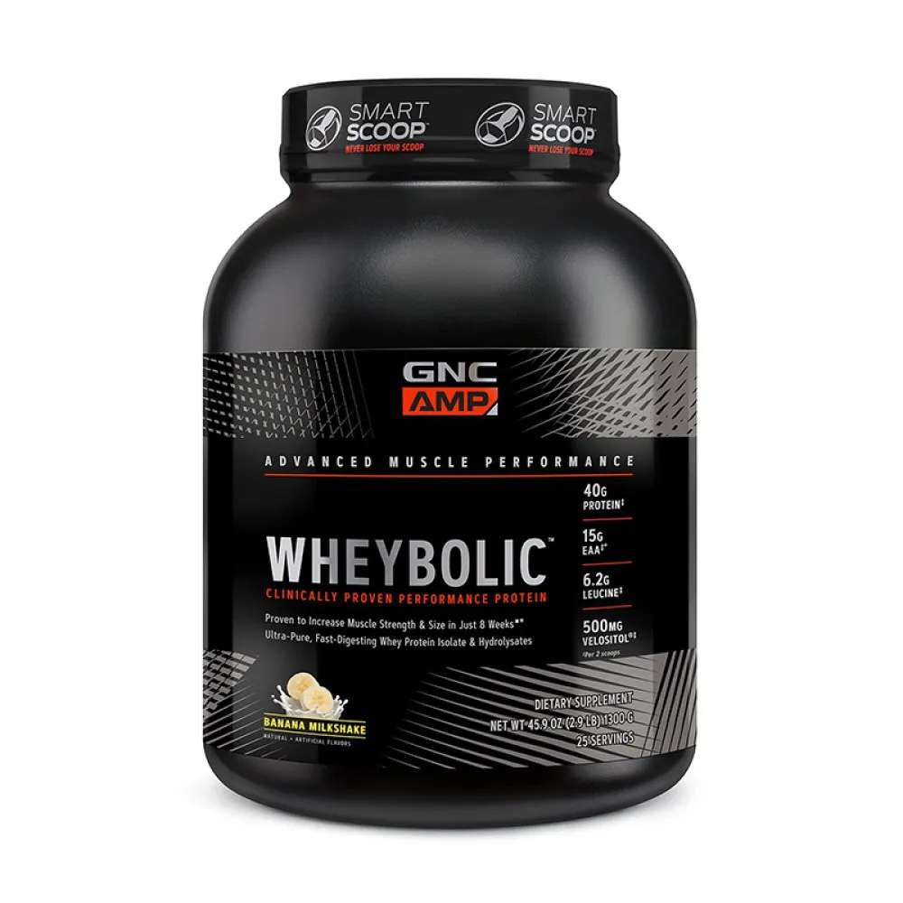 AMP Wheybolic Proteina din zer cu aroma de milkshake de banane (1300 grame), GNC