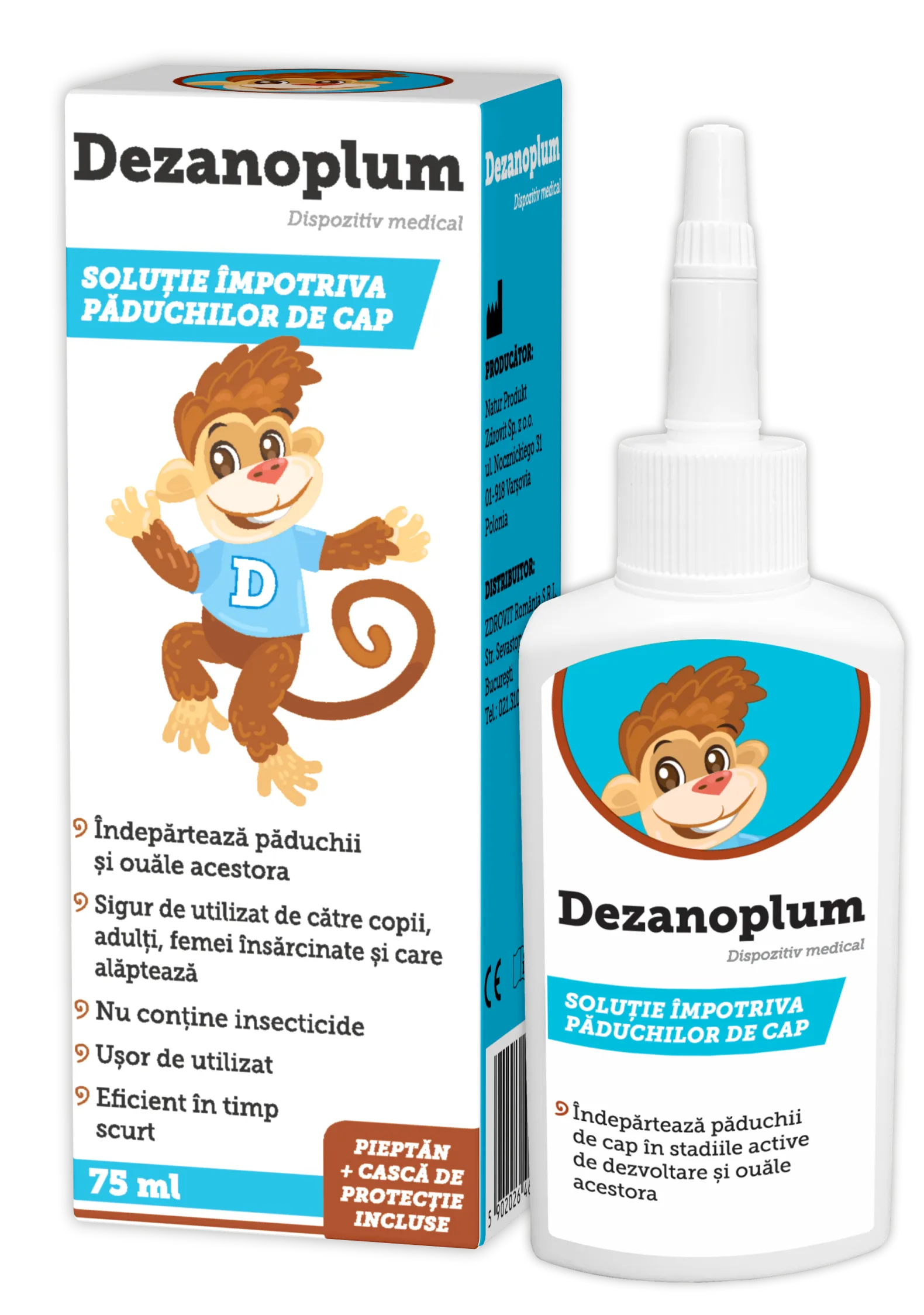 Soluție împotriva păduchilor Dezanoplum, 75 ml, Zdrovit