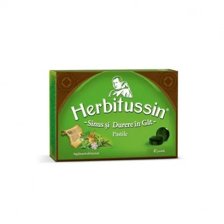 Herbitussin Sinus si Durere in Gat, 12 pastile