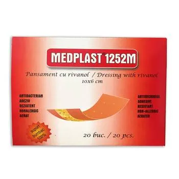 Pansament cu rivanol, 10 x 6cm, 20 bucati, Medplast