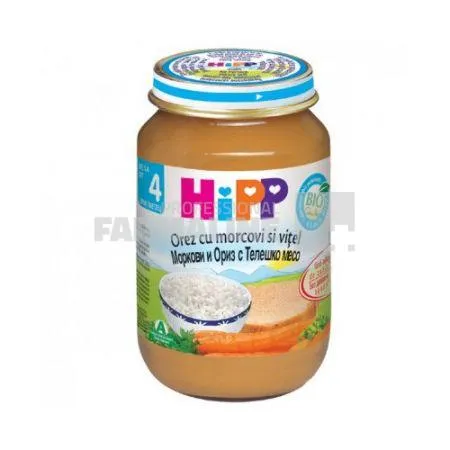 Hipp Piure Orez cu Morcov si Carne de Vitel 4+ luni 190 g