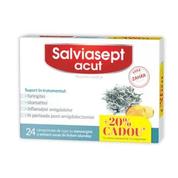 Salviasept Acut fara zahar, 24 comprimate, Zdrovit