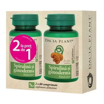 Pachet Spirulina si Ganoderma, 120 comprimate, Dacia Plant