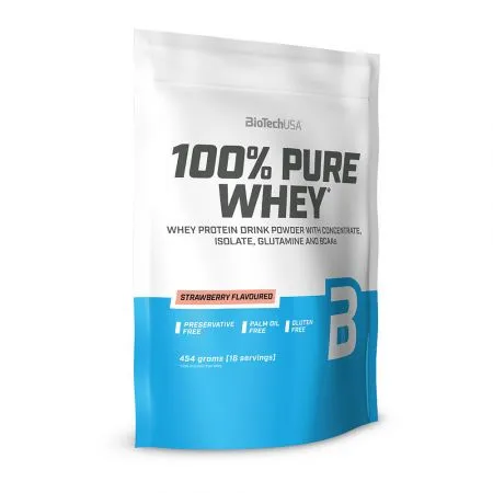 Pudra proteica 100% Pure Whey Strawberry, 454 g, BioTech USA