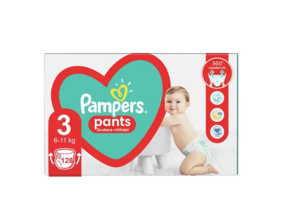 PAMPERS PANTS 6-11KG SCUTECE CHILOTEL 128 BUCATI MARIMEA 3