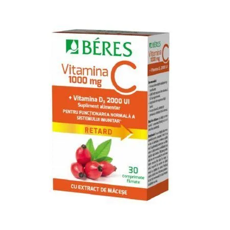 BERES VITAMINA C 1000MG+VIT D3 2000 UI 30 CPR FILM RETARD