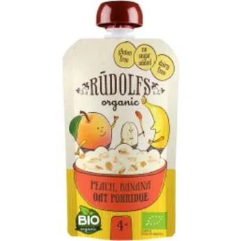 Piure piersici + banane si ovaz 4+ Bio, 110g, Rudolfs