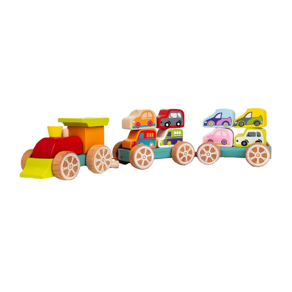 Cubika Jucarie din lemn Trenulet cu masinute (cod 13999)