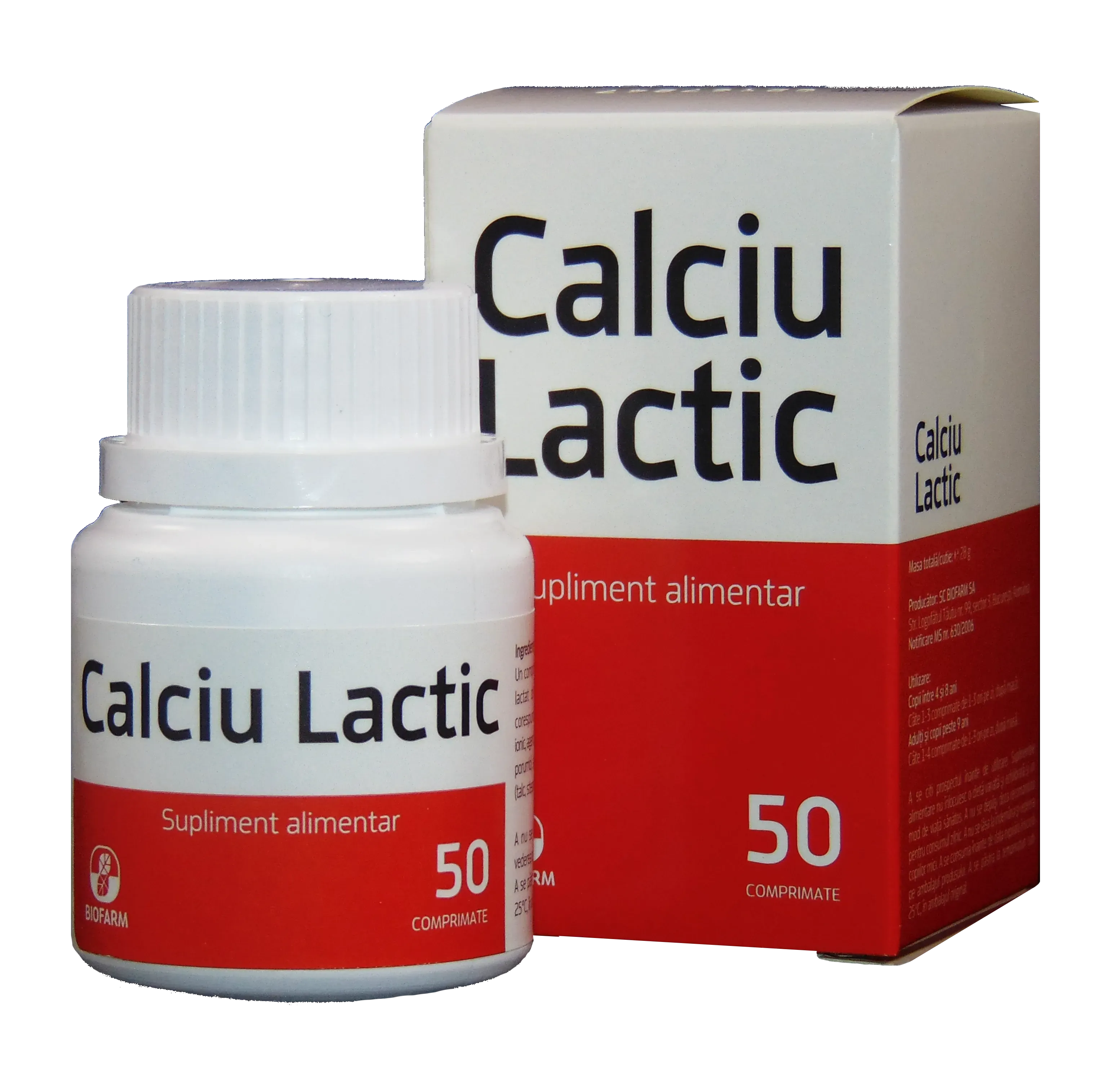 Calciu Lactic 500mg x 50 comprimate -Biofarm RO