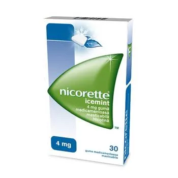 Nicorette® Icemint 4mg guma medicamentoasa masticabila, 30 bucati, Johnson&Johnson