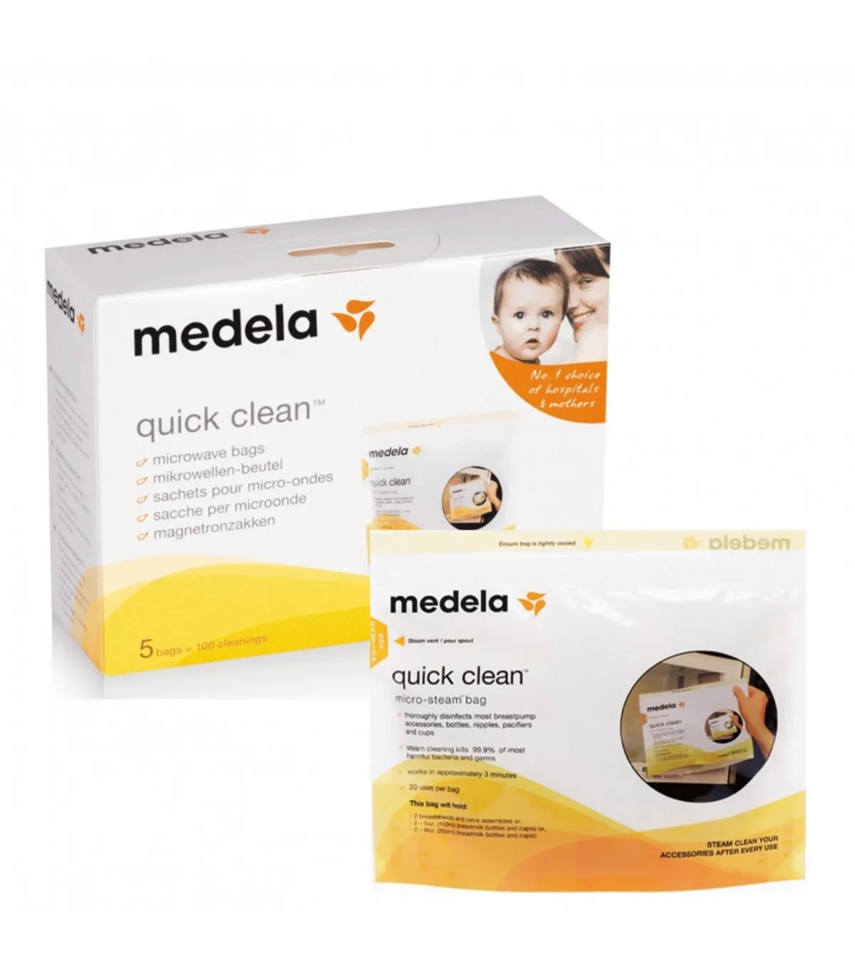 Pungi de sterilizare la microunde Quick Clean, 5 bucati, Medela