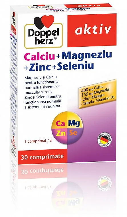 DOPPELHERZ Calciu + Magneziu + Zinc + Seleniu x 30 comprimate