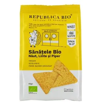 Sanatele bio cu naut, linte si piper fara gluten, 40g, Republica Bio