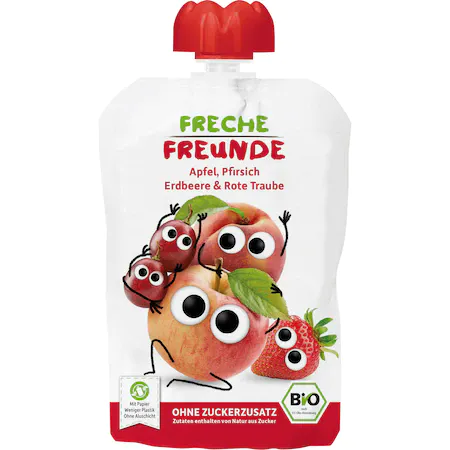 Freche Freunde Piure Mere Piersici Capsune Struguri rosii Bio x 100g