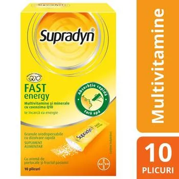 Supradyn Fast Energy cu coenzima Q10, 10 plicuri, Bayer