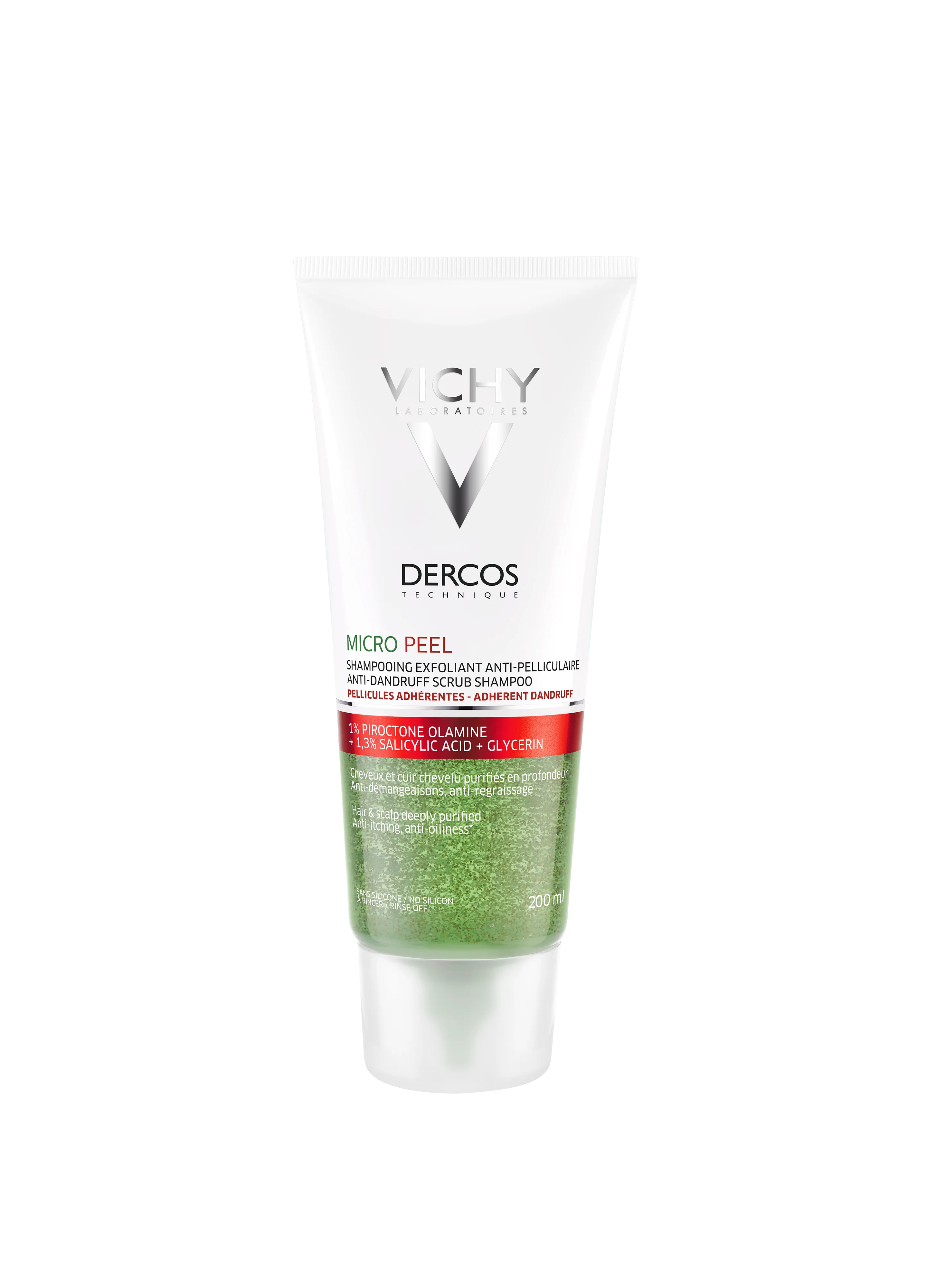 VICHY Dercos MICROPEEL Șampon exfoliant împotriva mătreții aderente, 200 ml