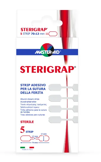 Plasture steril pentru suturarea ranii Sterigrap Master-Aid, Mic 32x8 mm, 5 bucati, Pietrasanta Pharma