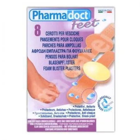 Plasturi hidrocoloid pentru vezicule si bataturi, 8 bucati, Pharmadoct