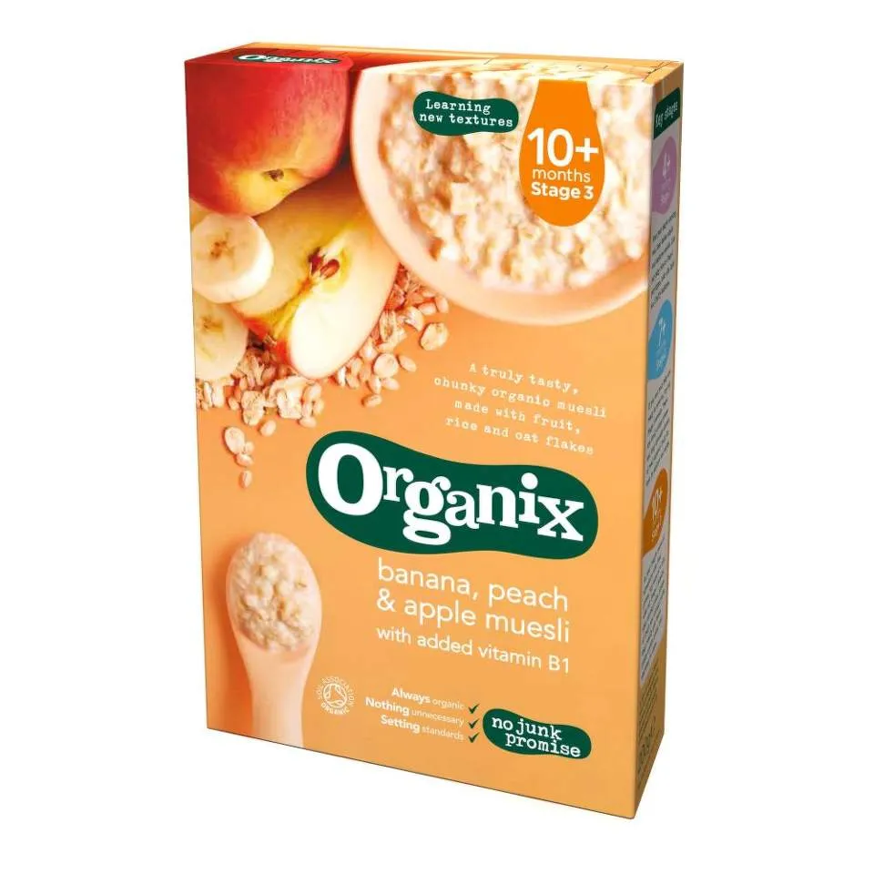 ORGANIX CEREALE MUSLI CU BANANE PIERSICI SI MERE 10LUNI+ 200G