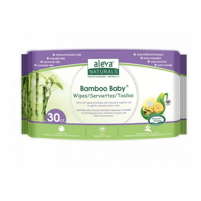 Aleva Naturals servetele umede din fibre de bambus x 30 bucati