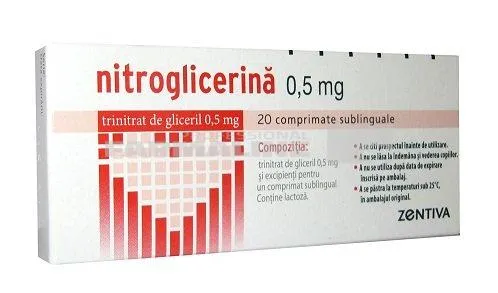 NITROGLICERINA 0,5 mg x 20 COMPR. SUBLING. 0,5mg ZENTIVA SA