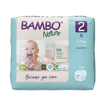 Scutece Ecolabel Nr. 2 pentru 3-6 kg, 30 bucati, Bambo Nature